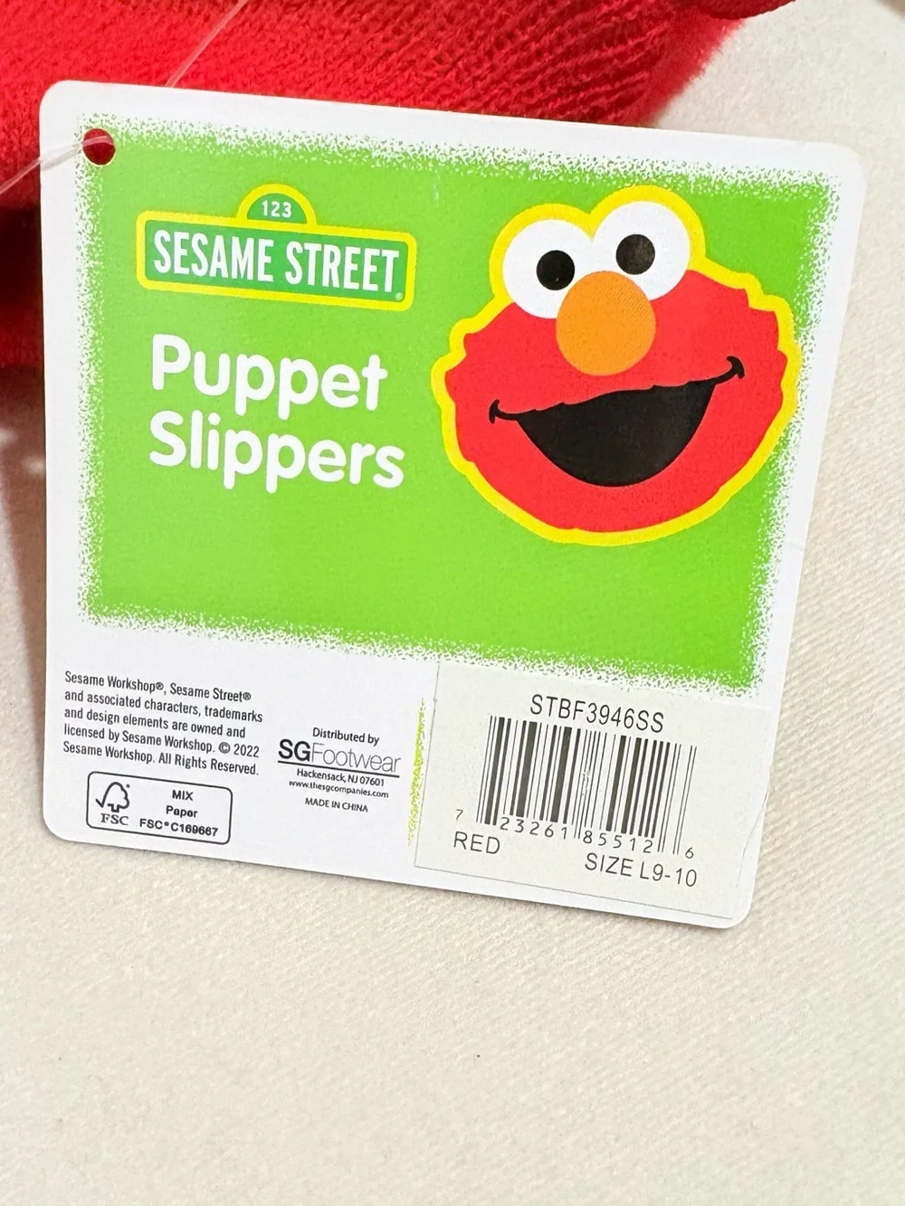 Sesame Street Red Elmo Plush Slippers with Yellow Nose
